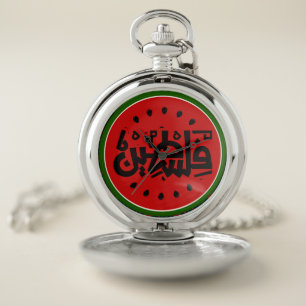 Palestine watermelon-Palestine Arabic word"فلسطين" Pocket Watch