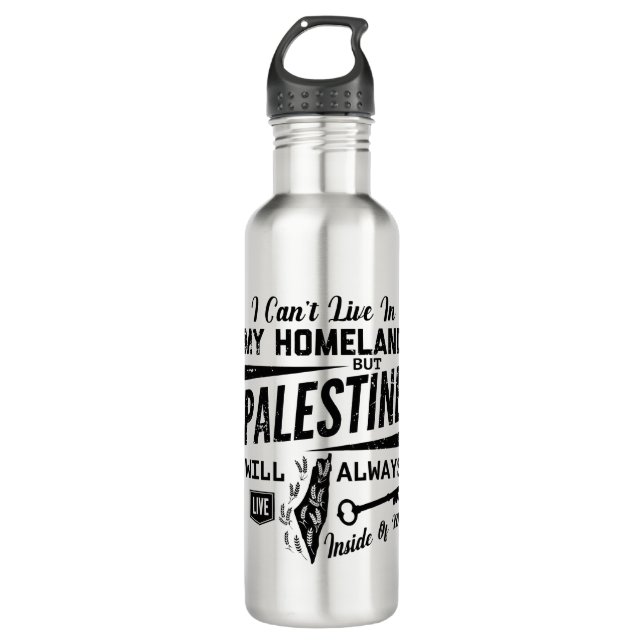 Palestine will always live inside of me-blk stainless steel water bottle (Front)