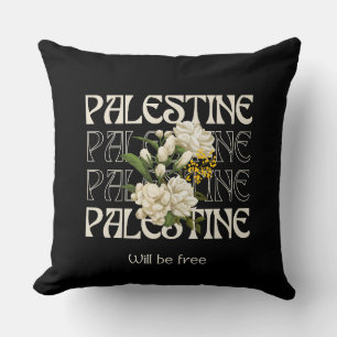 PALESTINE WILL BE FREE Watercolor Jasmine Throw Pillow