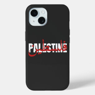 Palestine Word Arabic and English Wordart- text iPhone 15 Case