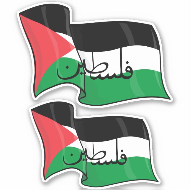 PALESTINE WORD IN ARABIC WITH PALESTINE FLAG STICKER (Front)
