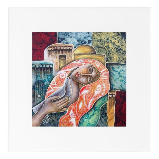 Palestinian Acrylic on Canvas Palestinian Painting Acrylic Print (Front)
