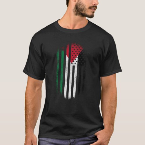 Palestinian American Flag   Palestine and USA T_Shirt