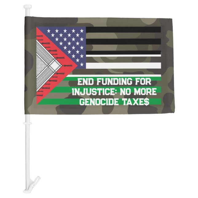 Palestinian-American - Stop Genocides  Car Flag (Front)