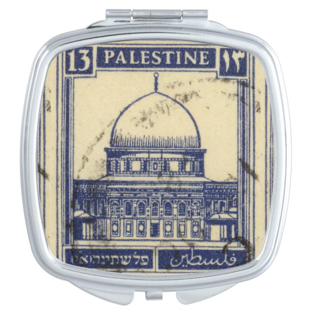 palestinian ancient stamp 1920_  palestine folklor compact mirror (Front)