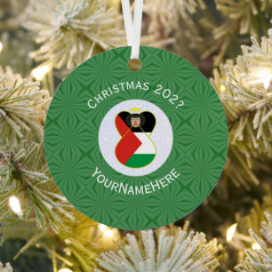 Palestinian Angel Christmas Flag Personalized Metal Ornament
