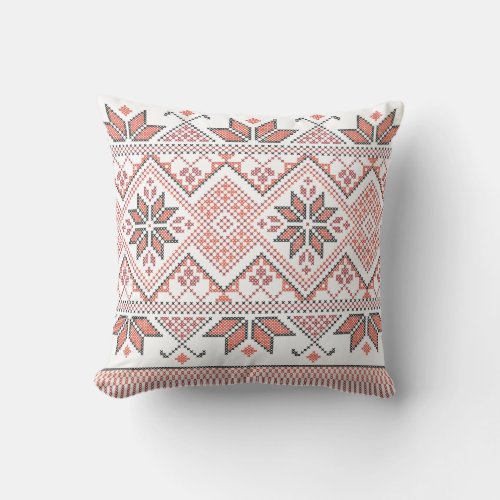 Palestinian Arabic Tatreez Embroidery Pattern Throw Pillow