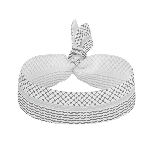 Palestinian Black & White Keffiyeh  Elastic Hair Tie (Front)