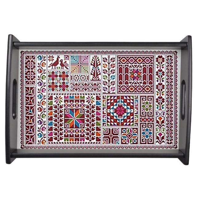 Palestinian Cross Stitch Embroidery Serving Tray (Front)