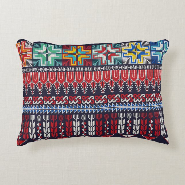 Palestinian Embroidery Motif Pattern. Accent Pillow (Front)