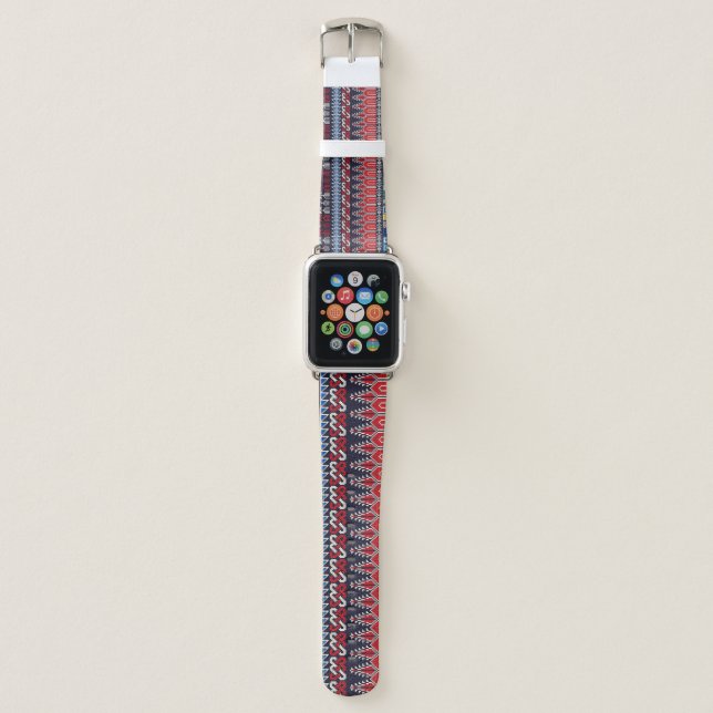 Palestinian Embroidery Motif Pattern. Apple Watch Band (Front)