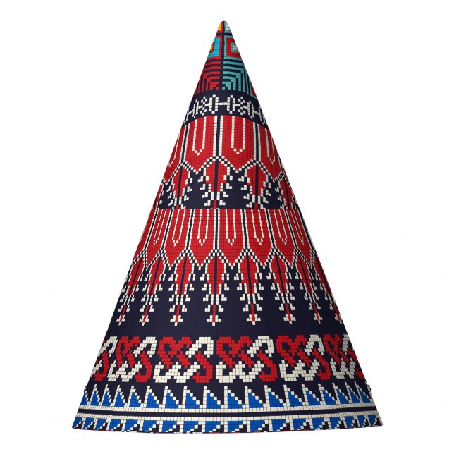 Palestinian Embroidery Motif Pattern. Party Hat (Front)