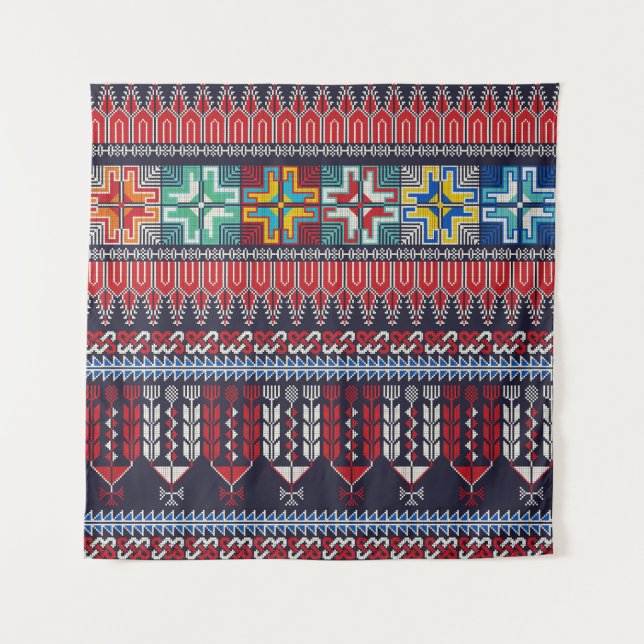 Palestinian Embroidery Motif Pattern. Tapestry (Front)