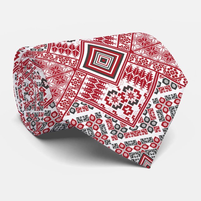 Palestinian Embroidery pattern 2  Neck Tie (Rolled)