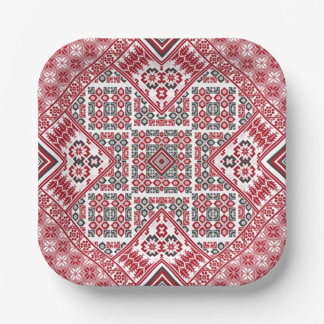 Palestinian Embroidery pattern 2 Paper Plates (Front)