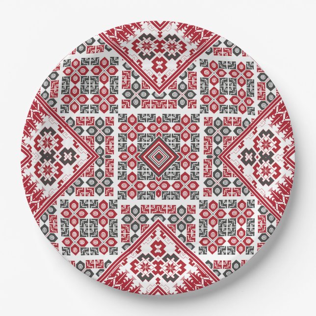 Palestinian Embroidery pattern 2  Paper Plates (Front)