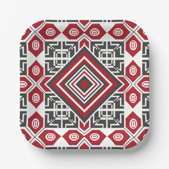 Palestinian Embroidery pattern 2  Paper Plates (Front)