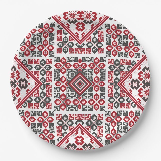 Palestinian Embroidery pattern 2  Paper Plates (Front)