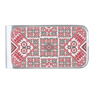 Palestinian Embroidery pattern 2  Silver Finish Money Clip