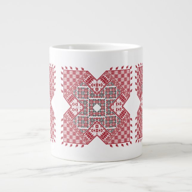 Palestinian Embroidery Pattern Giant Coffee Mug (Front)
