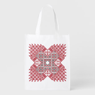 Palestinian Embroidery Pattern Grocery Bag