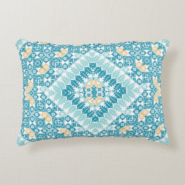 Palestinian Embroidery pattern Printed Design Accent Pillow (Front)