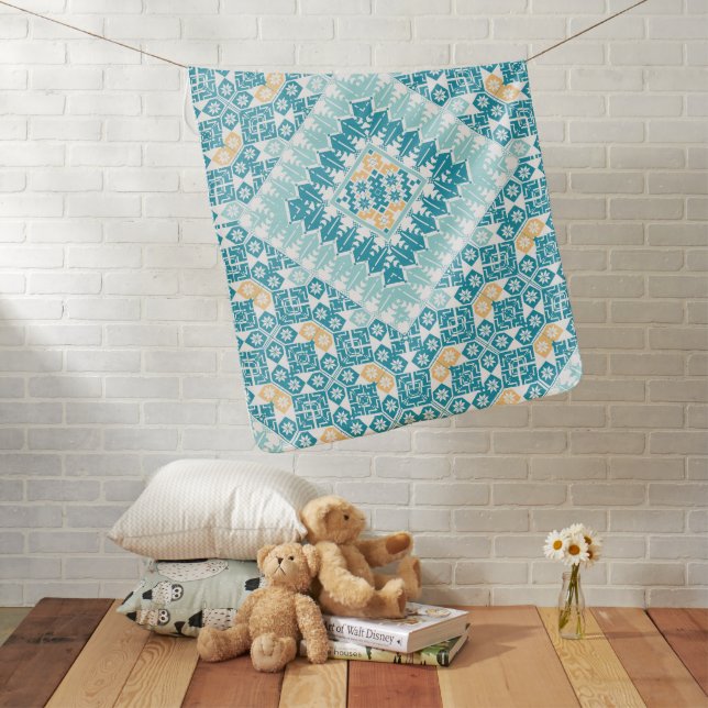 Palestinian Embroidery pattern Printed Design Baby Blanket (In Situ)