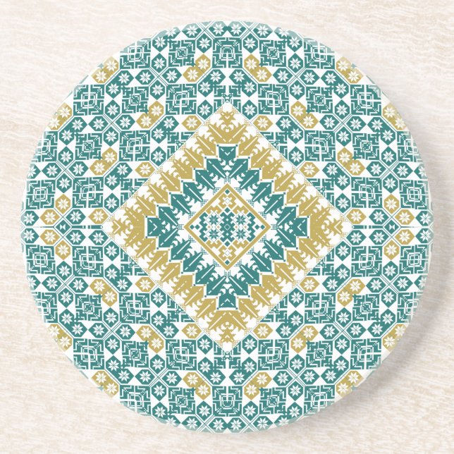 Palestinian Embroidery pattern Printed Design Coaster (Front)