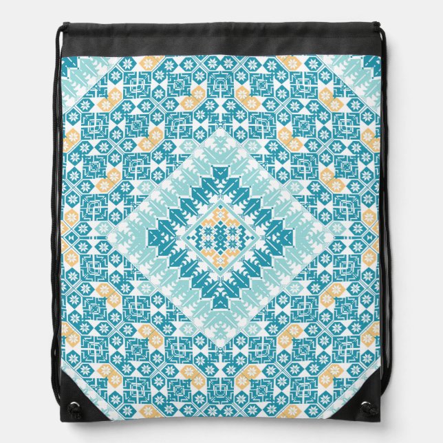 Palestinian Embroidery pattern Printed Design Drawstring Bag (Front)