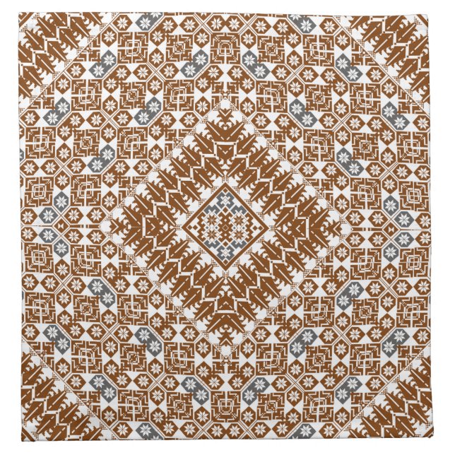 Palestinian Embroidery pattern Printed Design gold Cloth Napkin (Front)