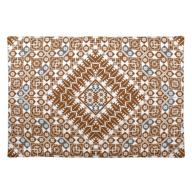 Palestinian Embroidery pattern Printed Design gold Cloth Placemat (Front)