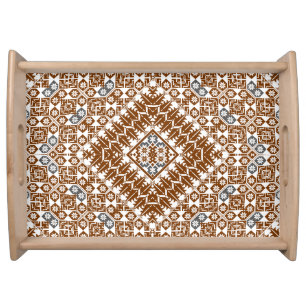 Palestinian Embroidery pattern Printed Design gold Serving Tray