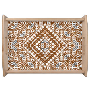 Palestinian Embroidery pattern Printed Design gold Serving Tray