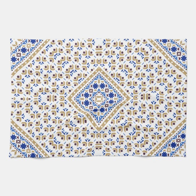 Palestinian Embroidery pattern Printed Design Kitchen Towel (Horizontal)