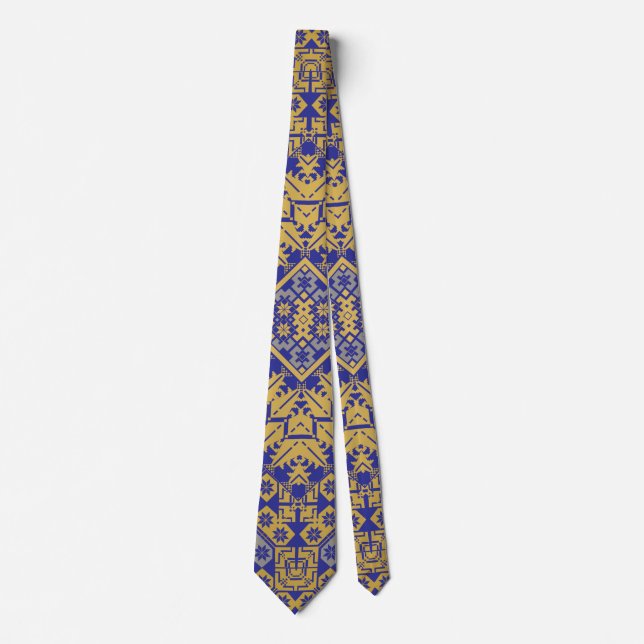 Palestinian Embroidery pattern Printed Design Neck Tie (Front)