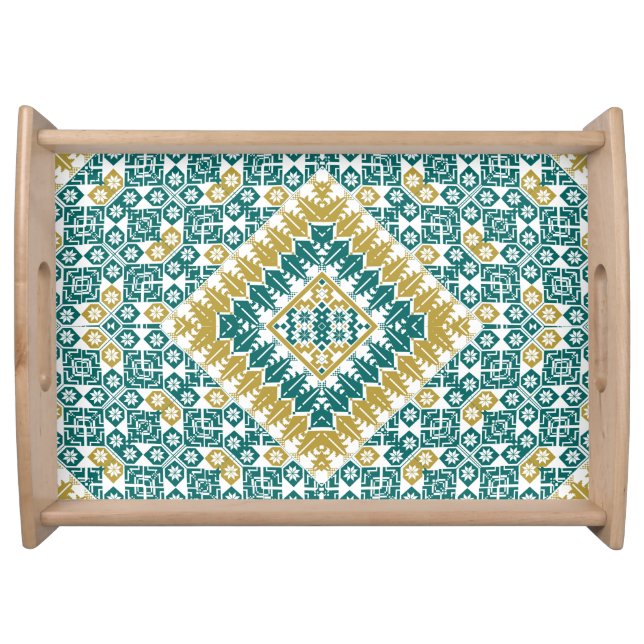 Palestinian Embroidery pattern Printed Design Serving Tray (Front)