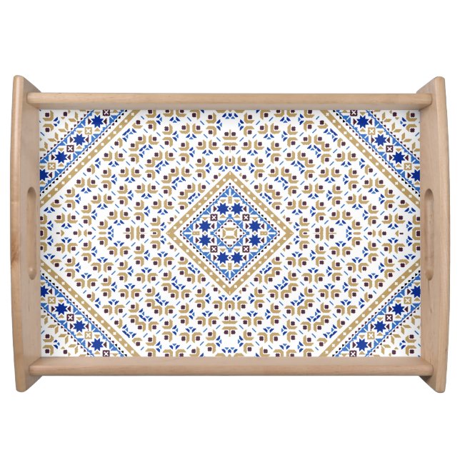 Palestinian Embroidery pattern Printed Design Serving Tray (Front)