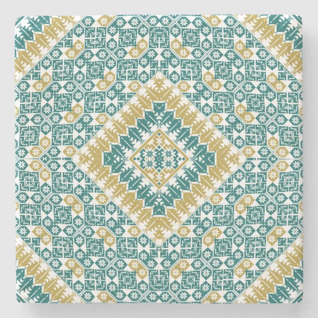 Palestinian Embroidery pattern Printed Design Stone Coaster (Front)