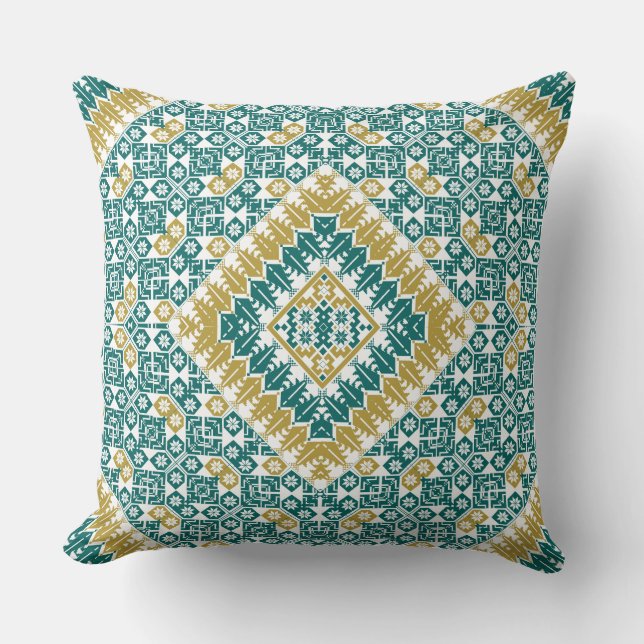 Palestinian Embroidery pattern Printed Design Throw Pillow (Front)