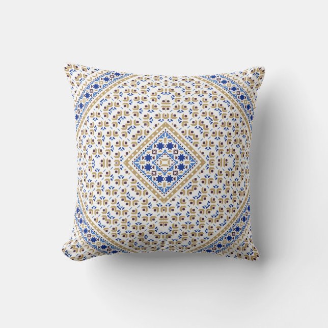 Palestinian Embroidery pattern Printed Design Throw Pillow (Front)