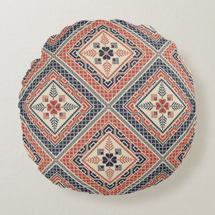 Palestinian embroidery pattern round pillow