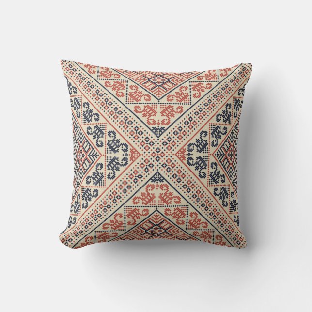 Palestinian embroidery pattern throw pillow (Front)