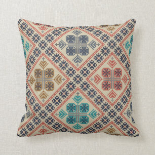 Palestinian embroidery pattern throw pillow
