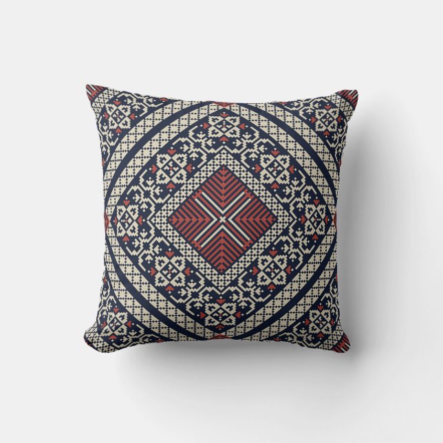 Palestinian embroidery pattern throw pillow (Front)