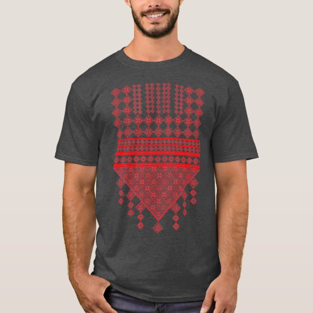 Palestinian embroidery red print  Palestinian T-Shirt (Front)
