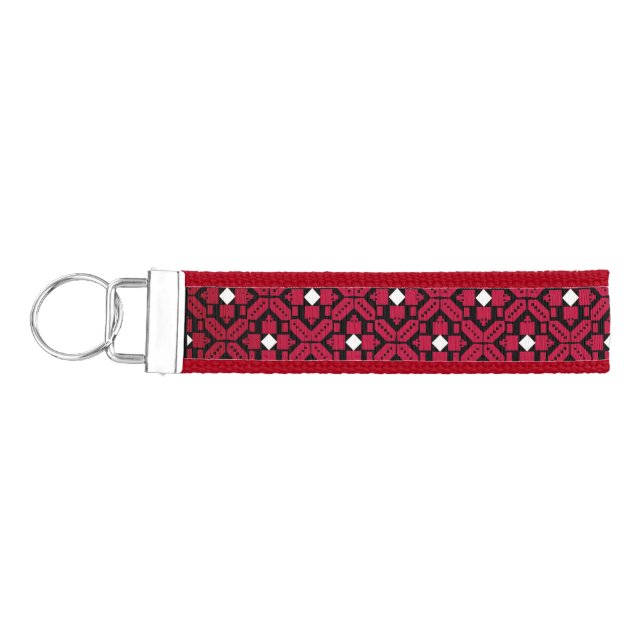 Palestinian Embroidery Tatreez Art printed Design Wrist Keychain (Keys on Left)