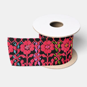 Palestinian Embroidery Tatreez printed Design 3 Satin Ribbon