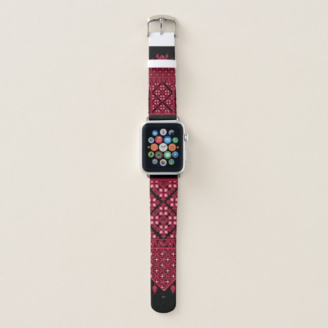 Palestinian Embroidery Tatreez printed design Apple Watch Band (Front)