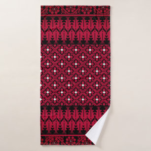 Palestinian Embroidery Tatreez printed design Bath Towel