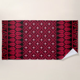 Palestinian Embroidery Tatreez printed design Beach Towel